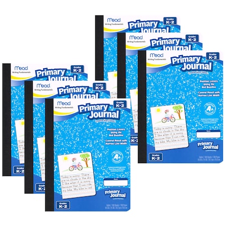 Mead Primary Journal Half Page Ruled, 100 Sheets Per Book, PK6 MEA09554
